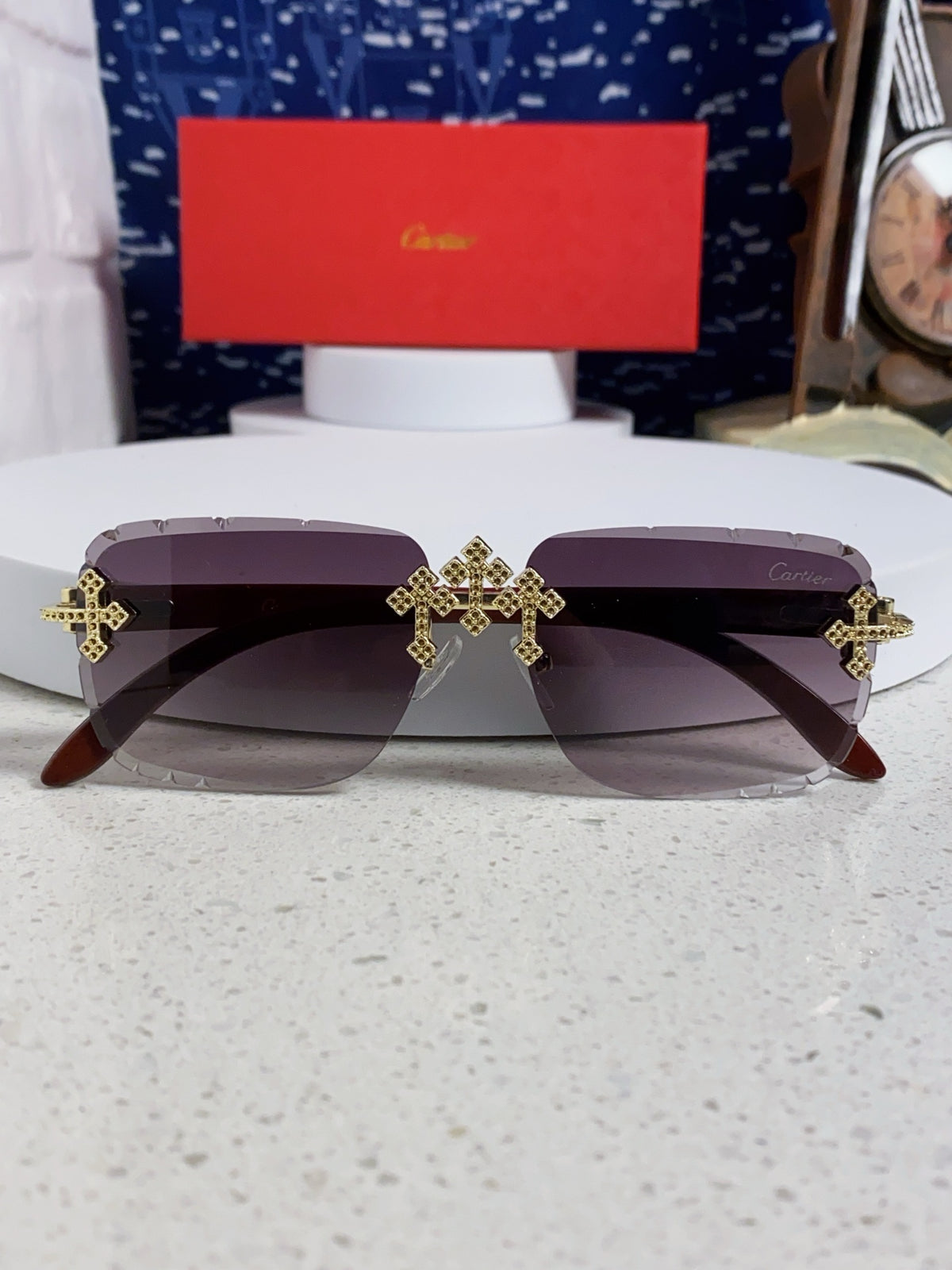 Cartier Lightweight Rimless Silver Lens Sunglasses for Men & Women - 415894 - detail image 10