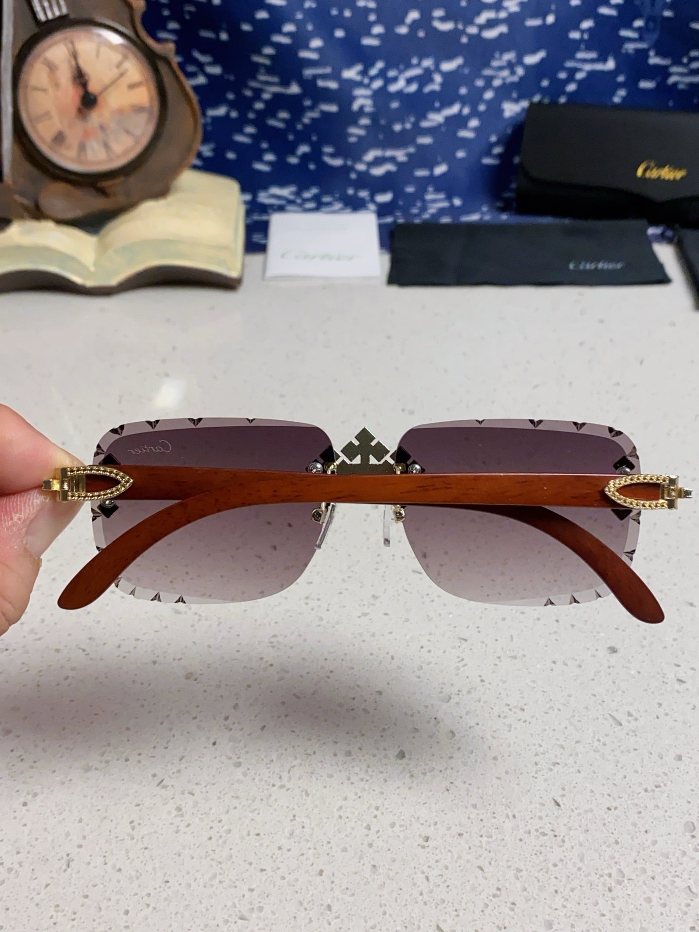 Cartier Lightweight Rimless Silver Lens Sunglasses for Men & Women - 415894 - detail image 5