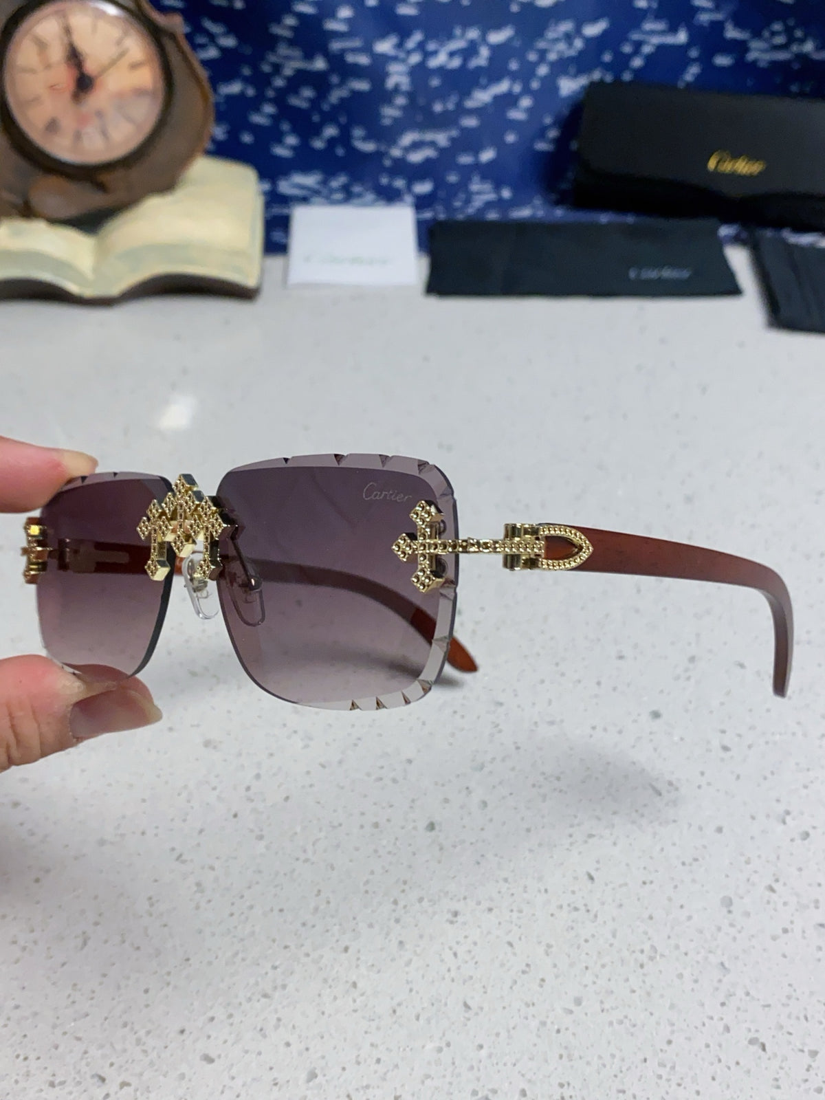 Cartier Lightweight Rimless Silver Lens Sunglasses for Men & Women - 415894 - detail image 6