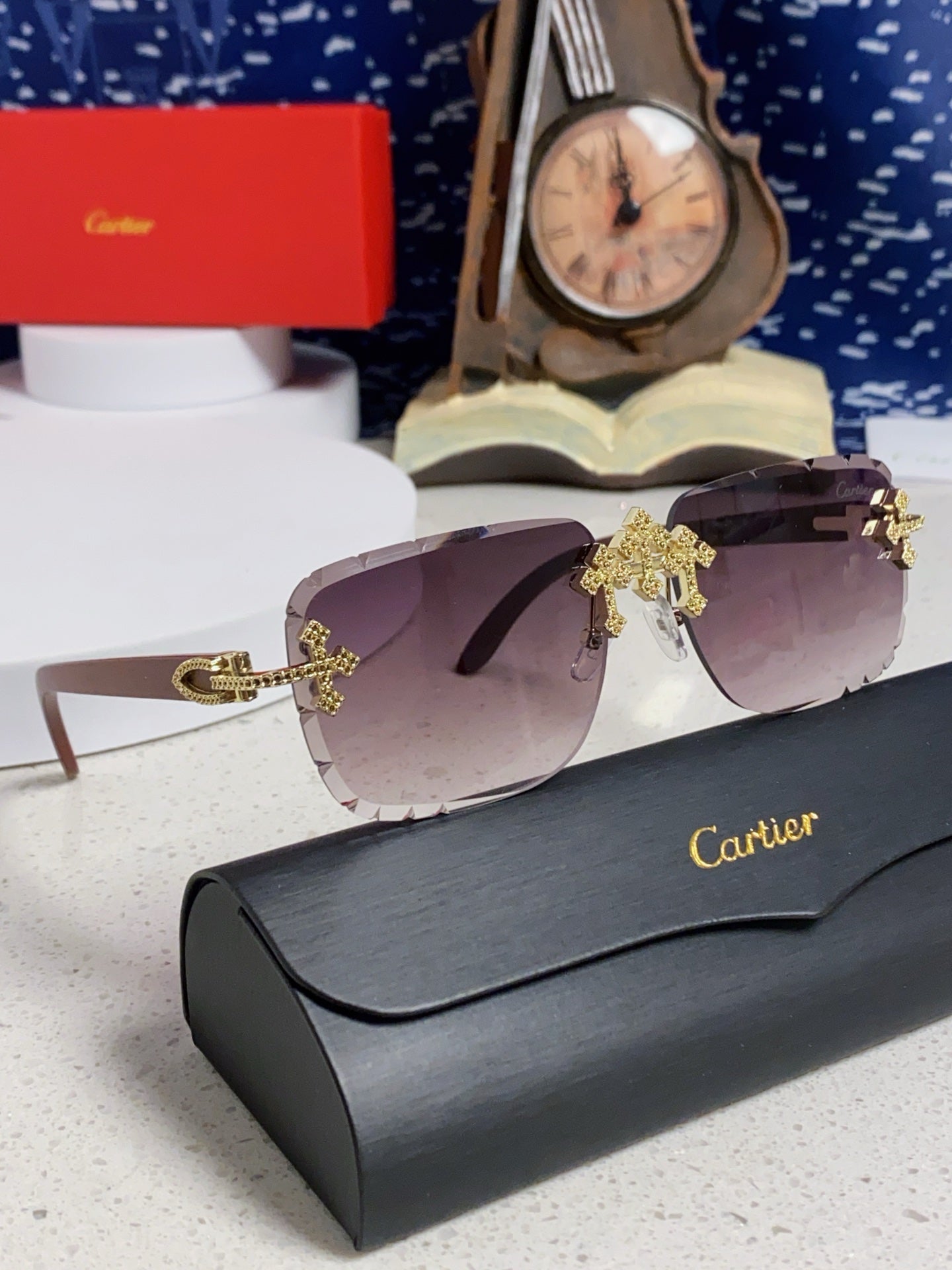 Cartier Lightweight Rimless Silver Lens Sunglasses for Men & Women - 415894 - detail image 11