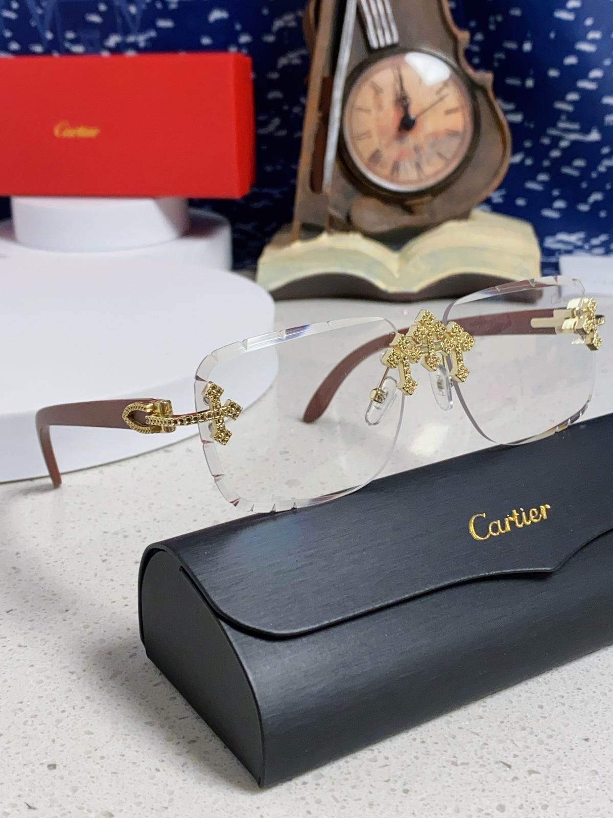 Cartier Lightweight Rimless Silver Lens Sunglasses for Men & Women - 415896 - detail image 11
