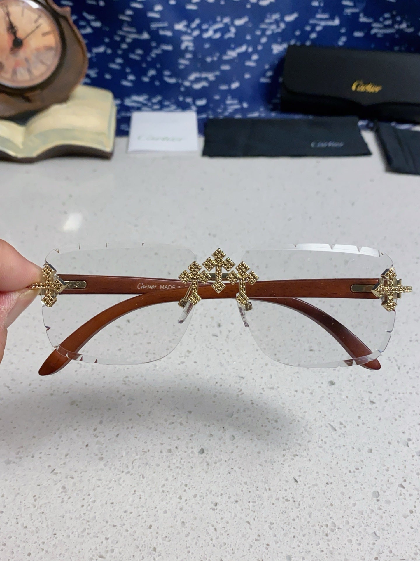 Cartier Lightweight Rimless Silver Lens Sunglasses for Men & Women - 415896 - detail image 4