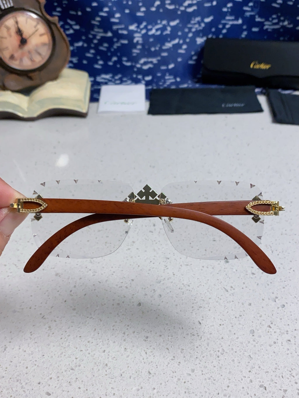 Cartier Lightweight Rimless Silver Lens Sunglasses for Men & Women - 415896 - detail image 5