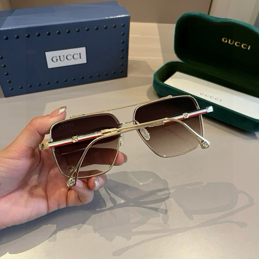 Gucci Metal Aviator Brown Lens Sunglasses for Men & Women - 382067 - detail image 6