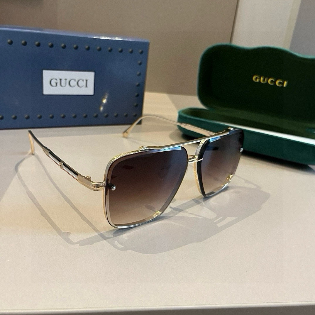 Gucci Metal Aviator Brown Lens Sunglasses for Men & Women - 382067