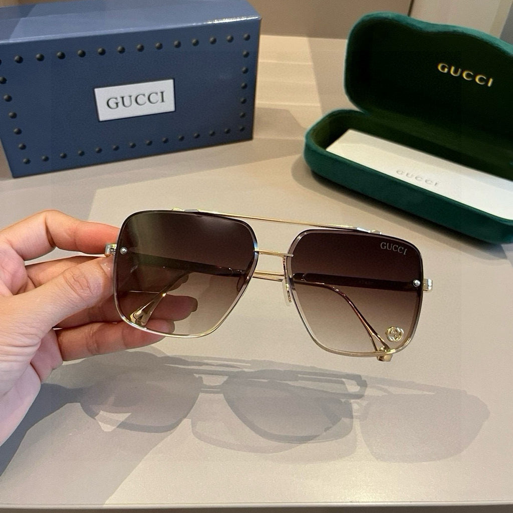 Gucci Metal Aviator Brown Lens Sunglasses for Men & Women - 382067 - detail image 5