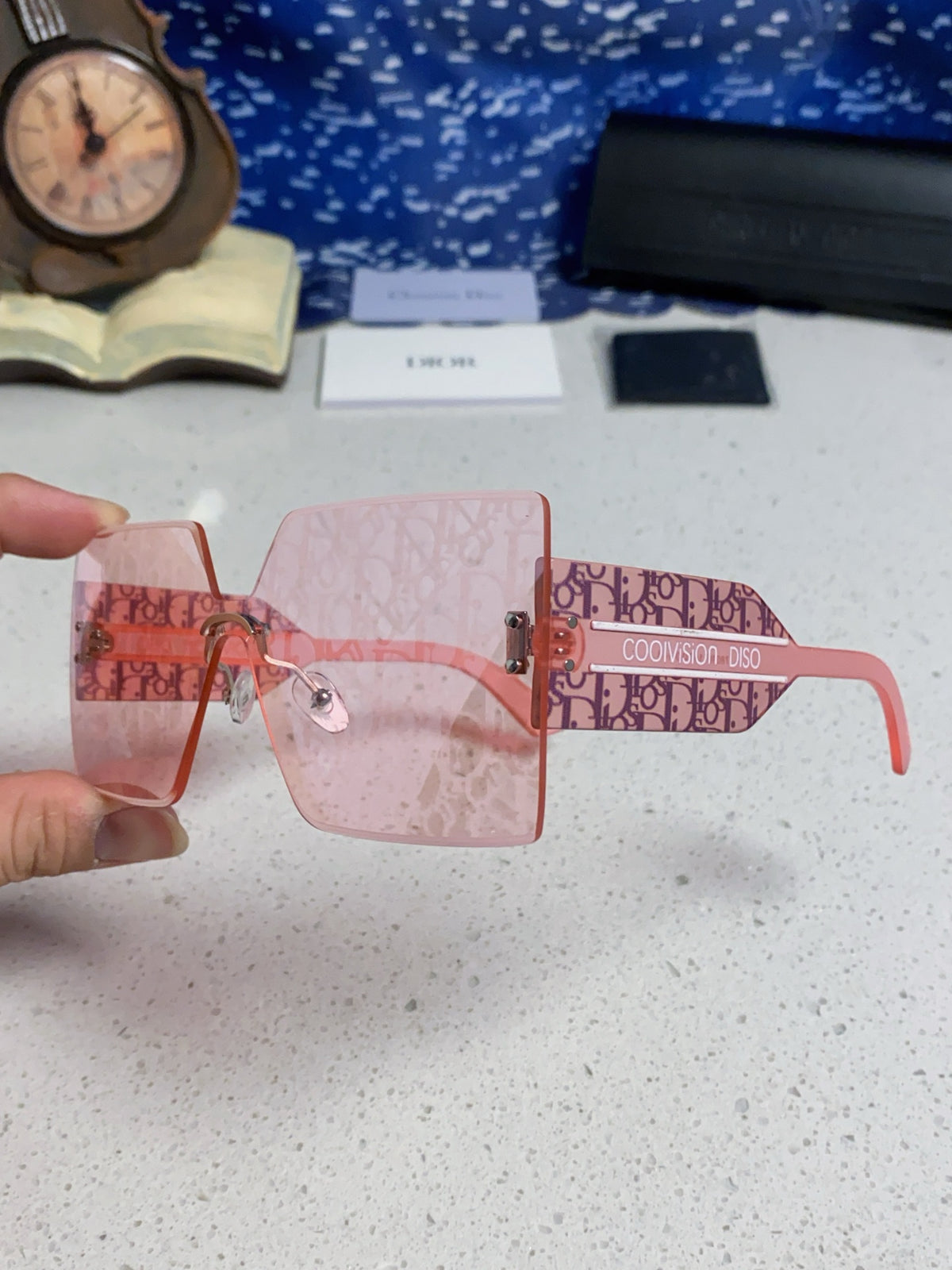 Dior Lightweight Rimless Red Lens Sunglasses for Men - detail image 6