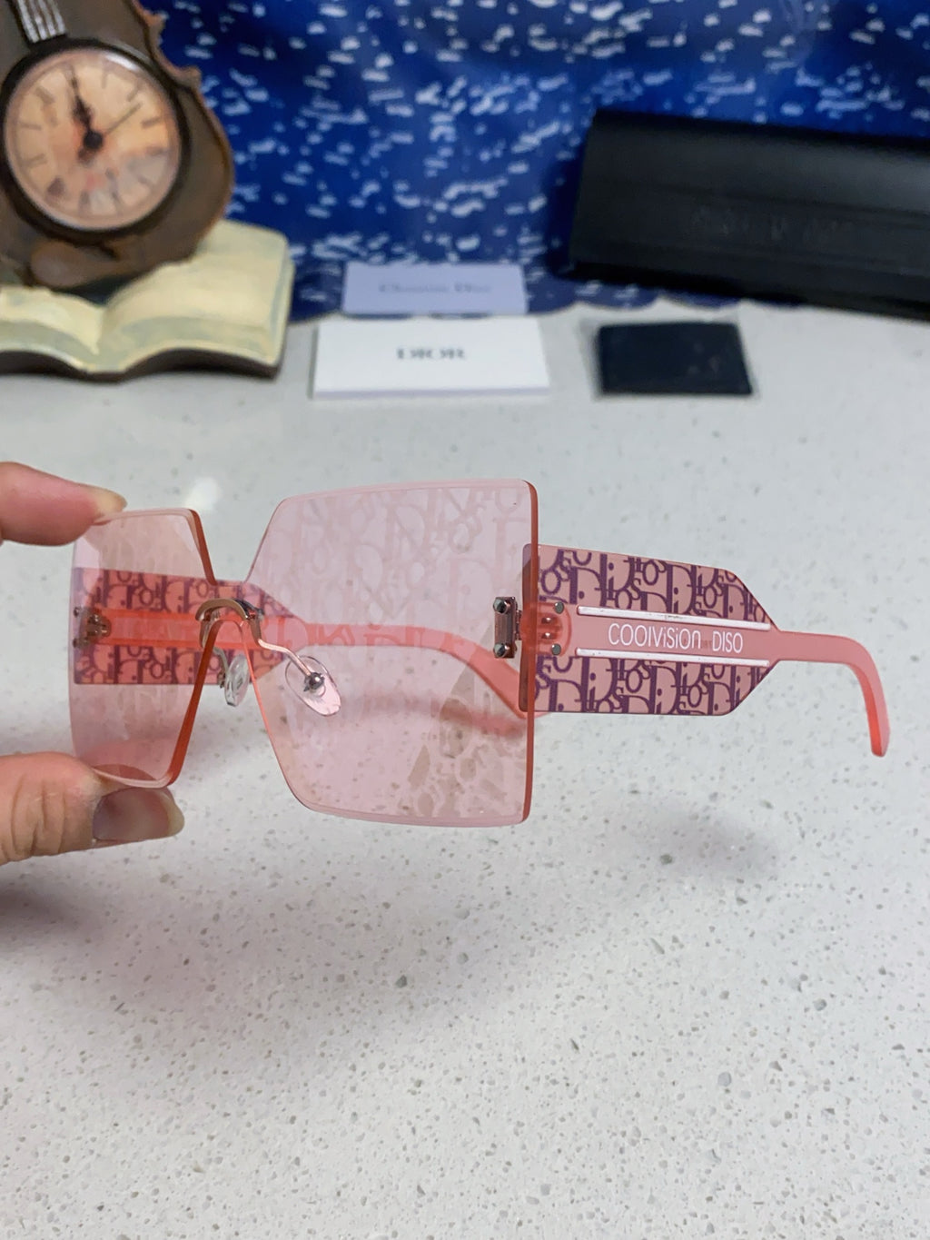 Dior Lightweight Rimless Red Lens Sunglasses for Men - 358159 - detail image 6