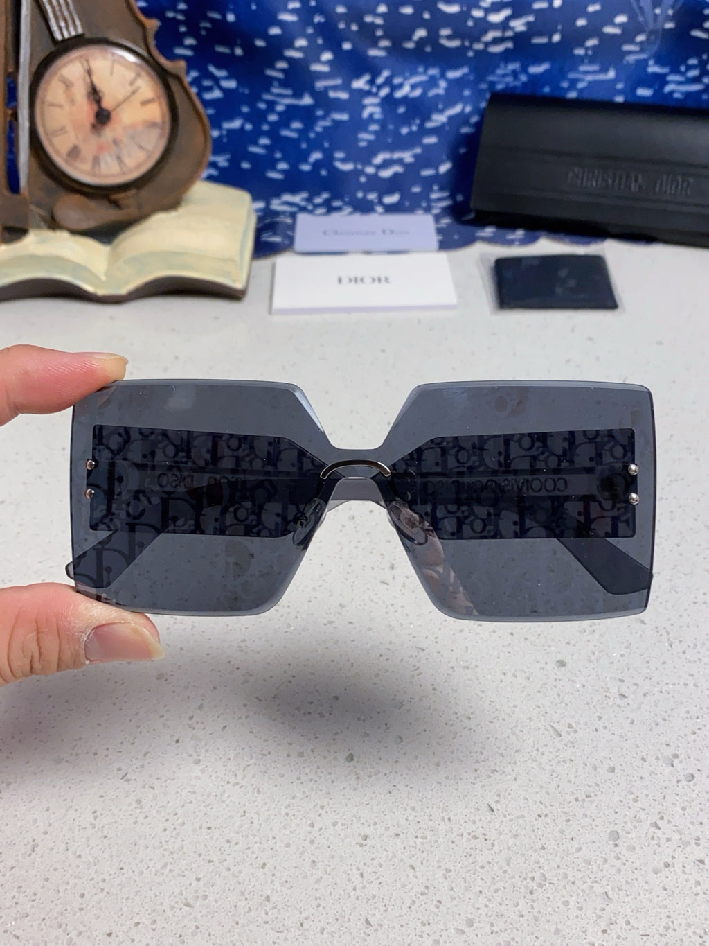 Dior Lightweight Rimless Blue Lens Sunglasses for Men - detail image 3
