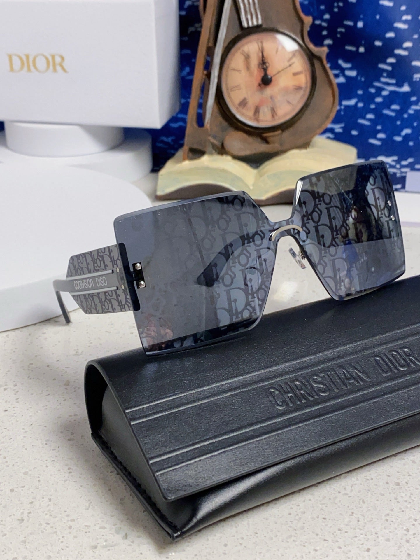 Dior Lightweight Rimless Blue Lens Sunglasses for Men - detail image 8
