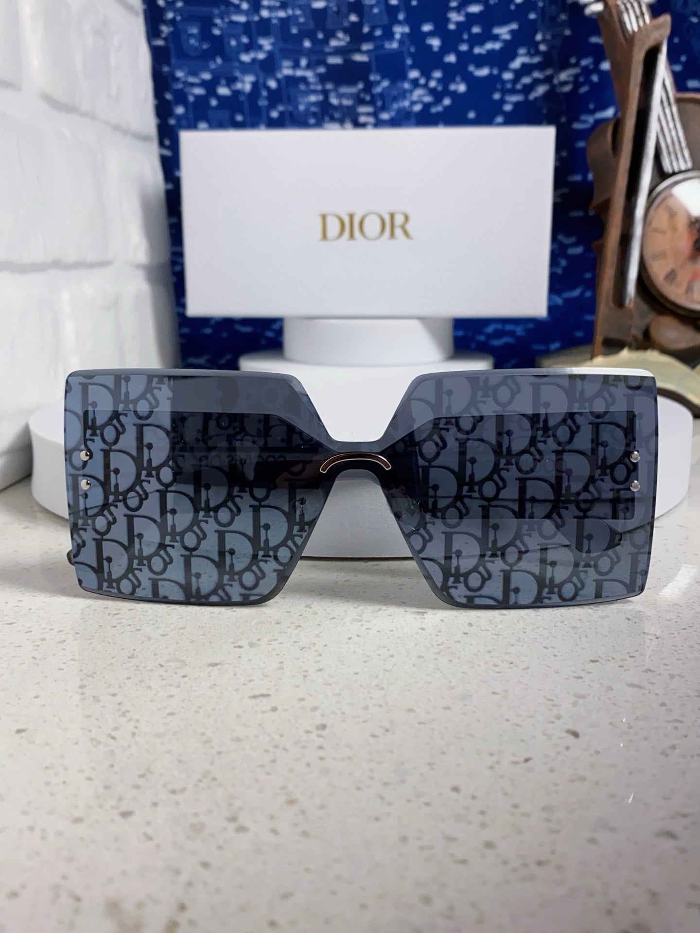 Dior Lightweight Rimless Blue Lens Sunglasses for Men - 431847 - detail image 7
