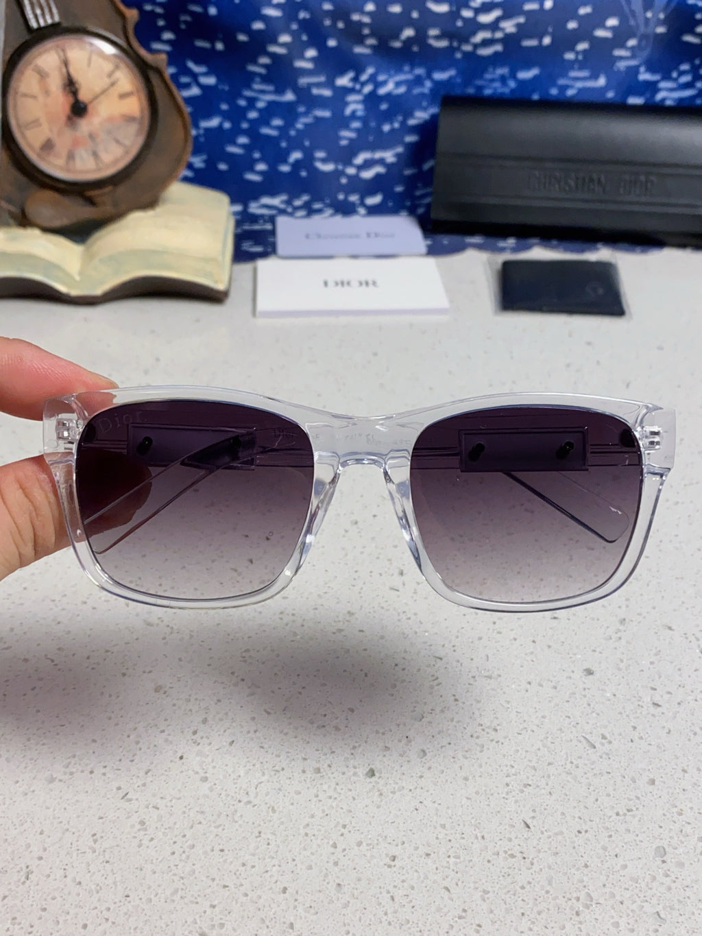 Dior Acetate Square Gray Lens Sunglasses for Men & Women - detail image 4