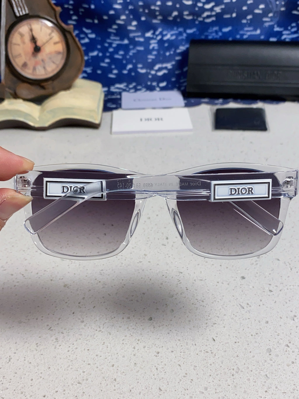 Dior Acetate Square Gray Lens Sunglasses for Men & Women - detail image 5