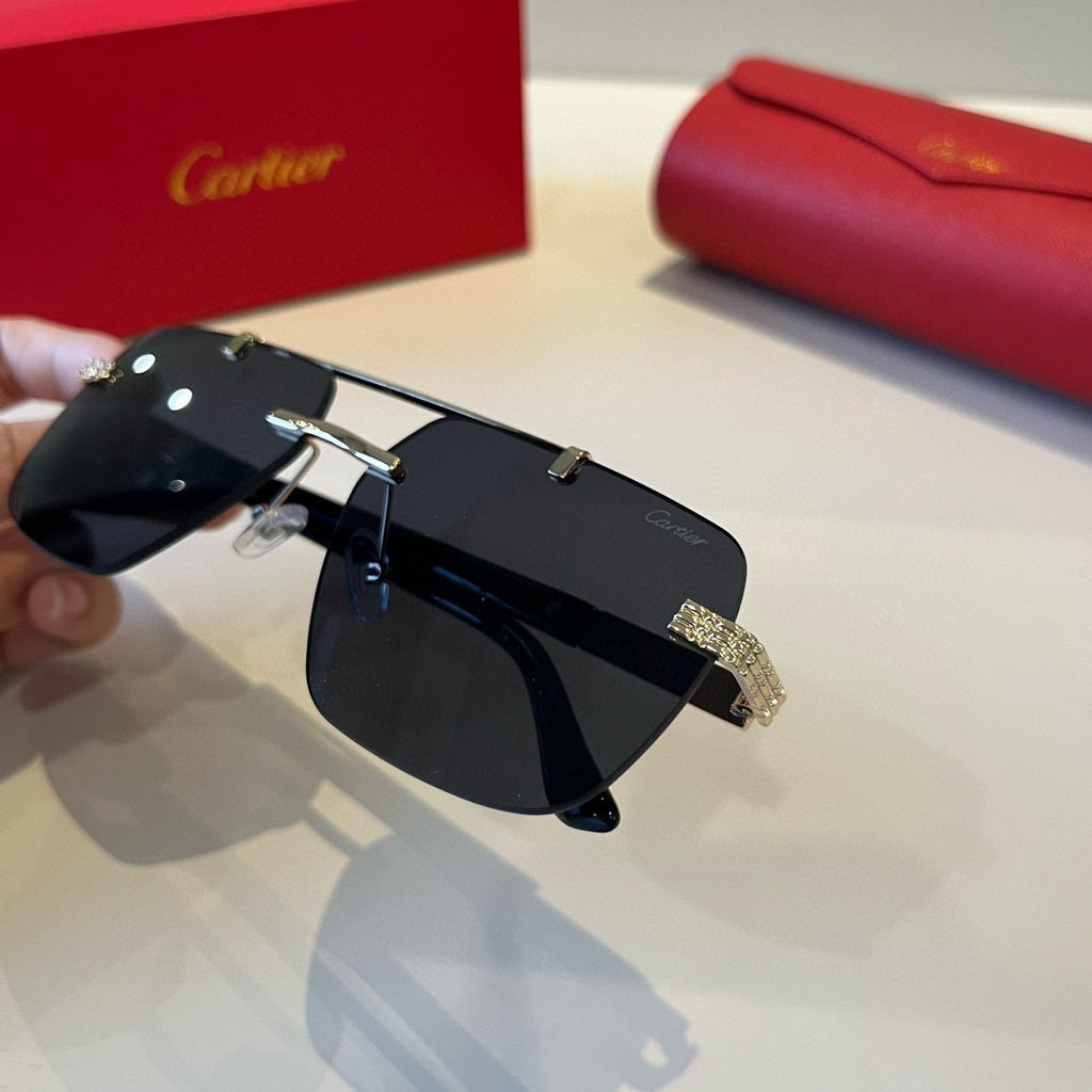 Cartier Lightweight Metal Rimless Silver Lens Sunglasses for Men & Wo - 382817 - detail image 4