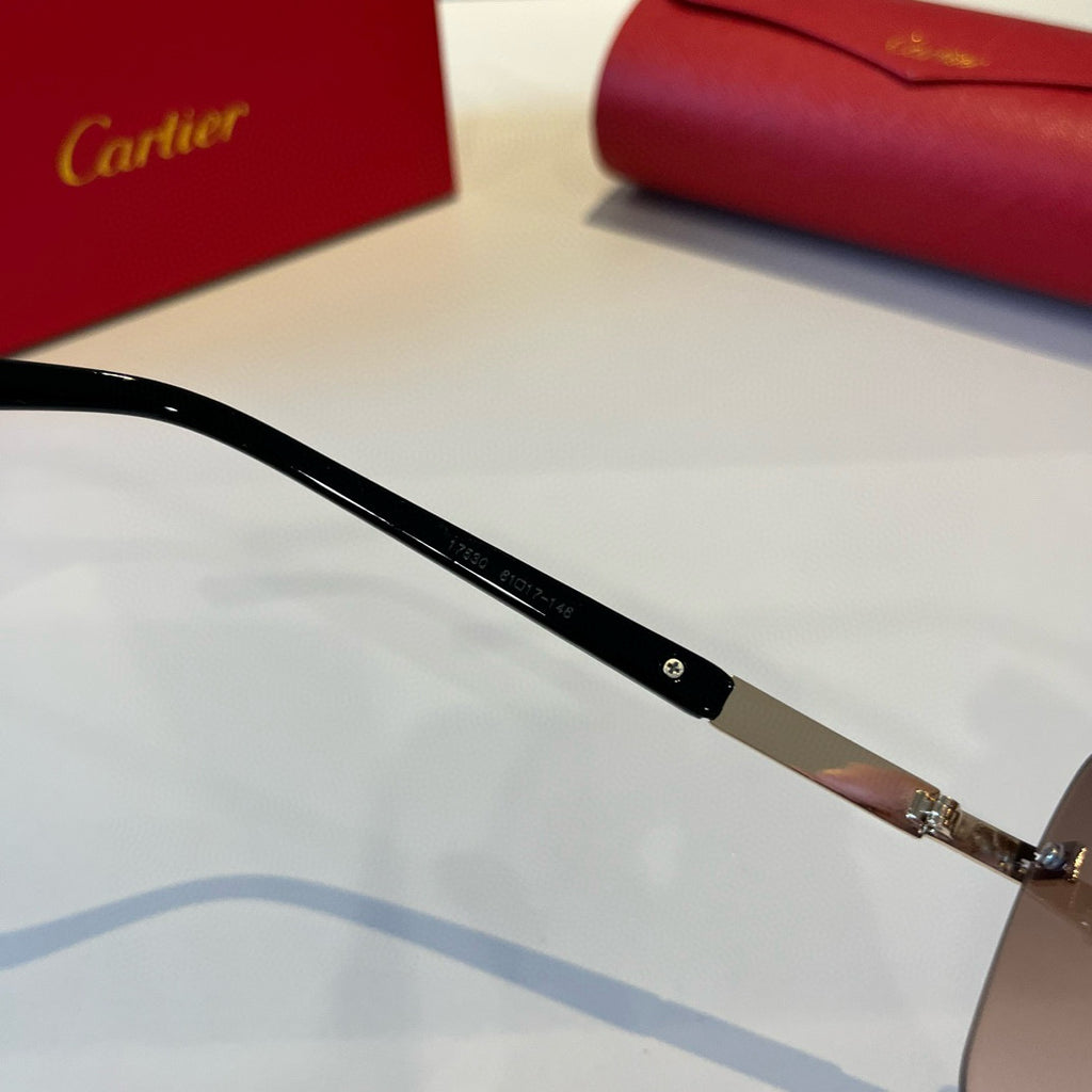 Cartier Lightweight Metal Rimless Brown Lens Sunglasses for Men & Wom - 382818 - detail image 10