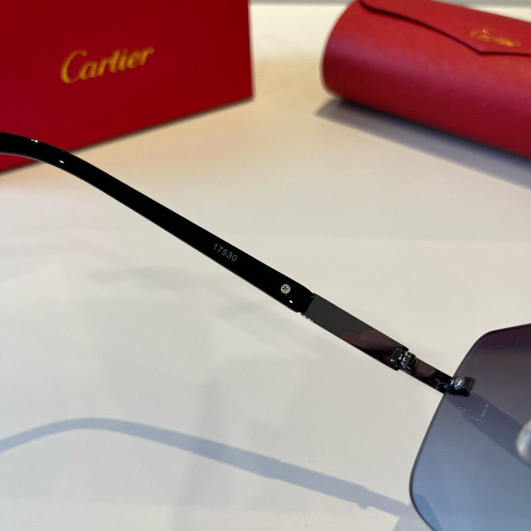 Cartier Lightweight Metal Rimless Blue Lens Sunglasses for Men & Wome - 382819 - detail image 10