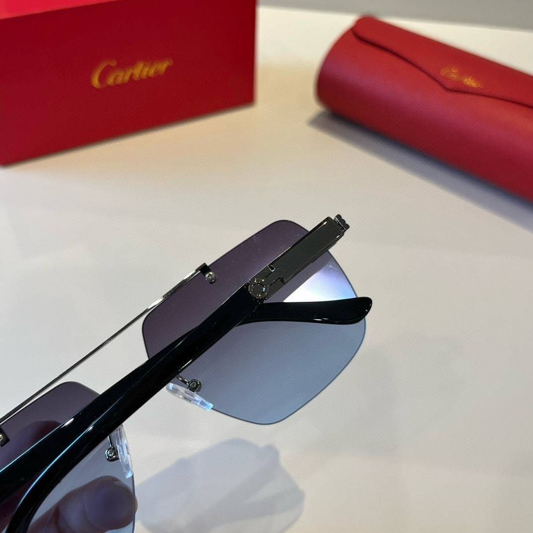 Cartier Lightweight Metal Rimless Blue Lens Sunglasses for Men & Wome - 382819 - detail image 5