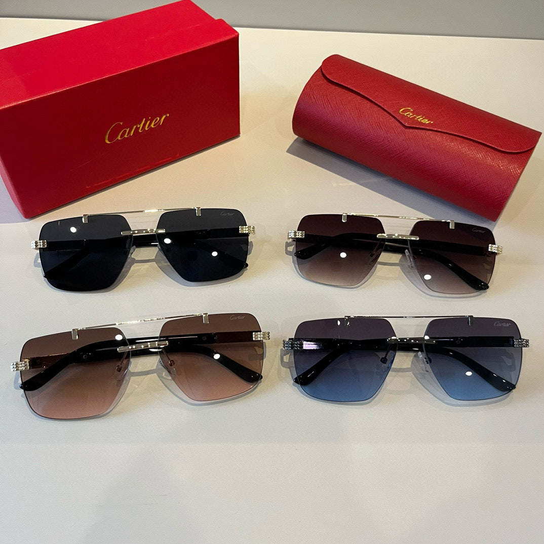Cartier Lightweight Metal Rimless Blue Lens Sunglasses for Men & Wome - 382819 - detail image 11