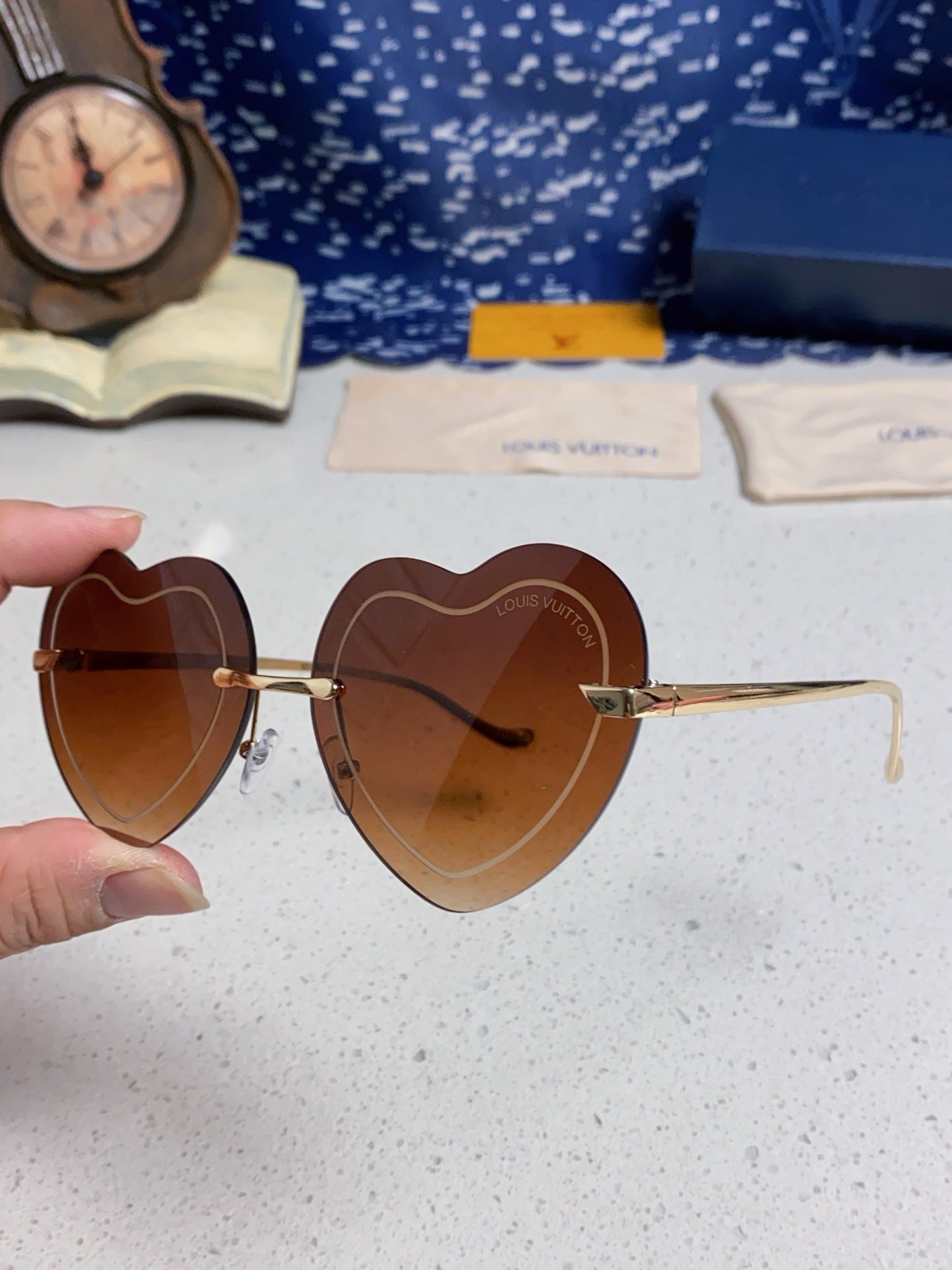 Louis Vuitton Lightweight Rimless Brown Lens Sunglasses for Women - 933761 - detail image 6