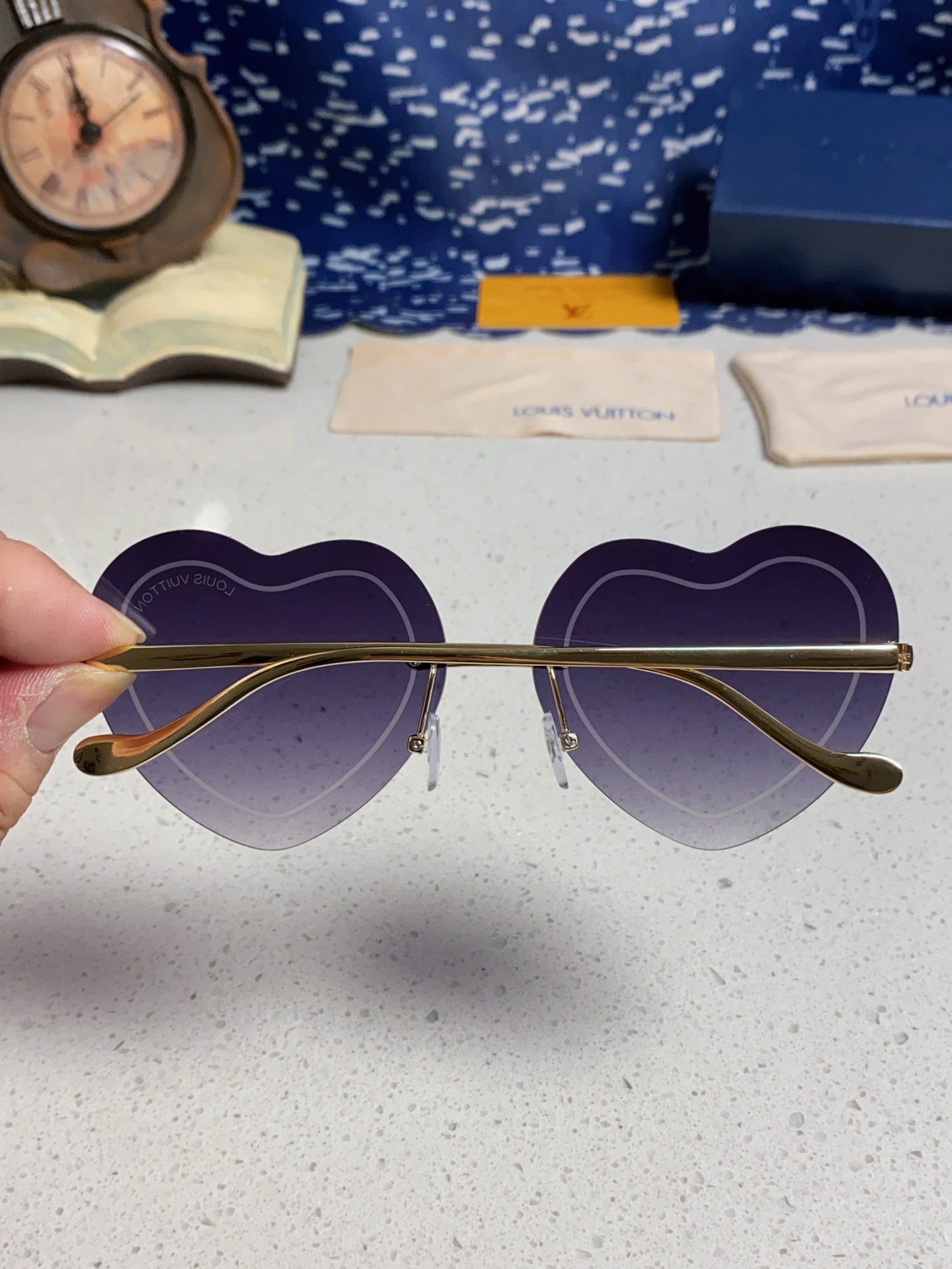 Louis Vuitton Lightweight Rimless Blue Lens Sunglasses for Women - 933762 - detail image 5