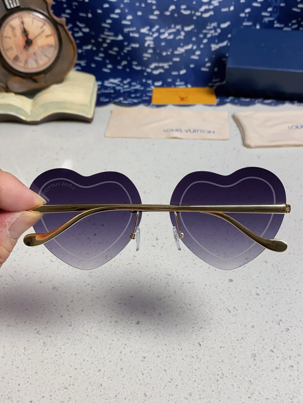 Louis Vuitton Lightweight Rimless Blue Lens Sunglasses for Women - 371404 - detail image 5