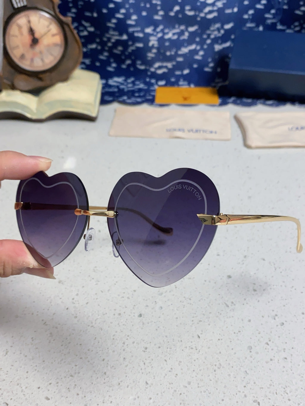 Louis Vuitton Lightweight Rimless Blue Lens Sunglasses for Women - 933762 - detail image 6