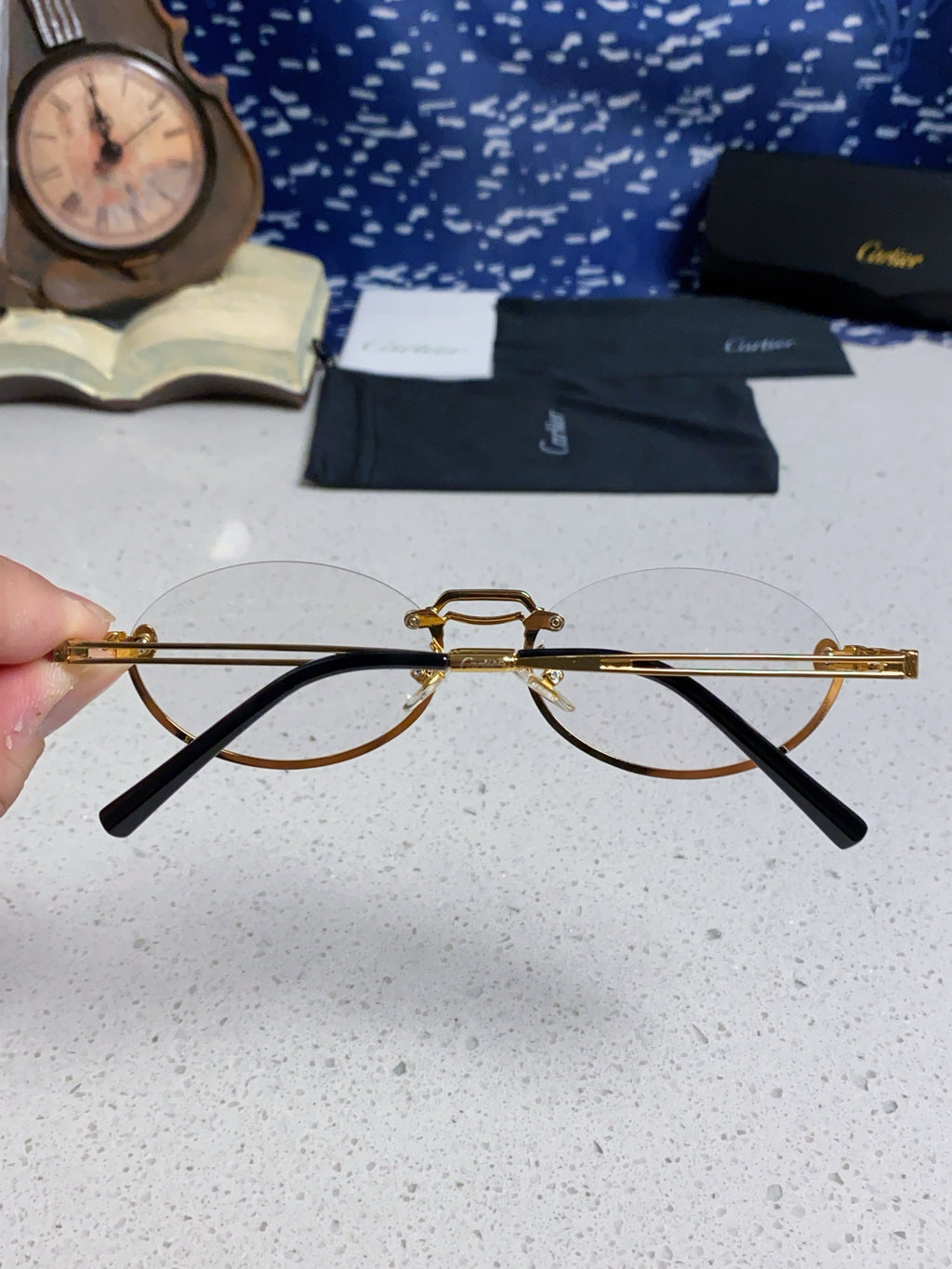 Cartier Lightweight Rimless Silver Lens Sunglasses for Men & Women - 382793 - detail image 5