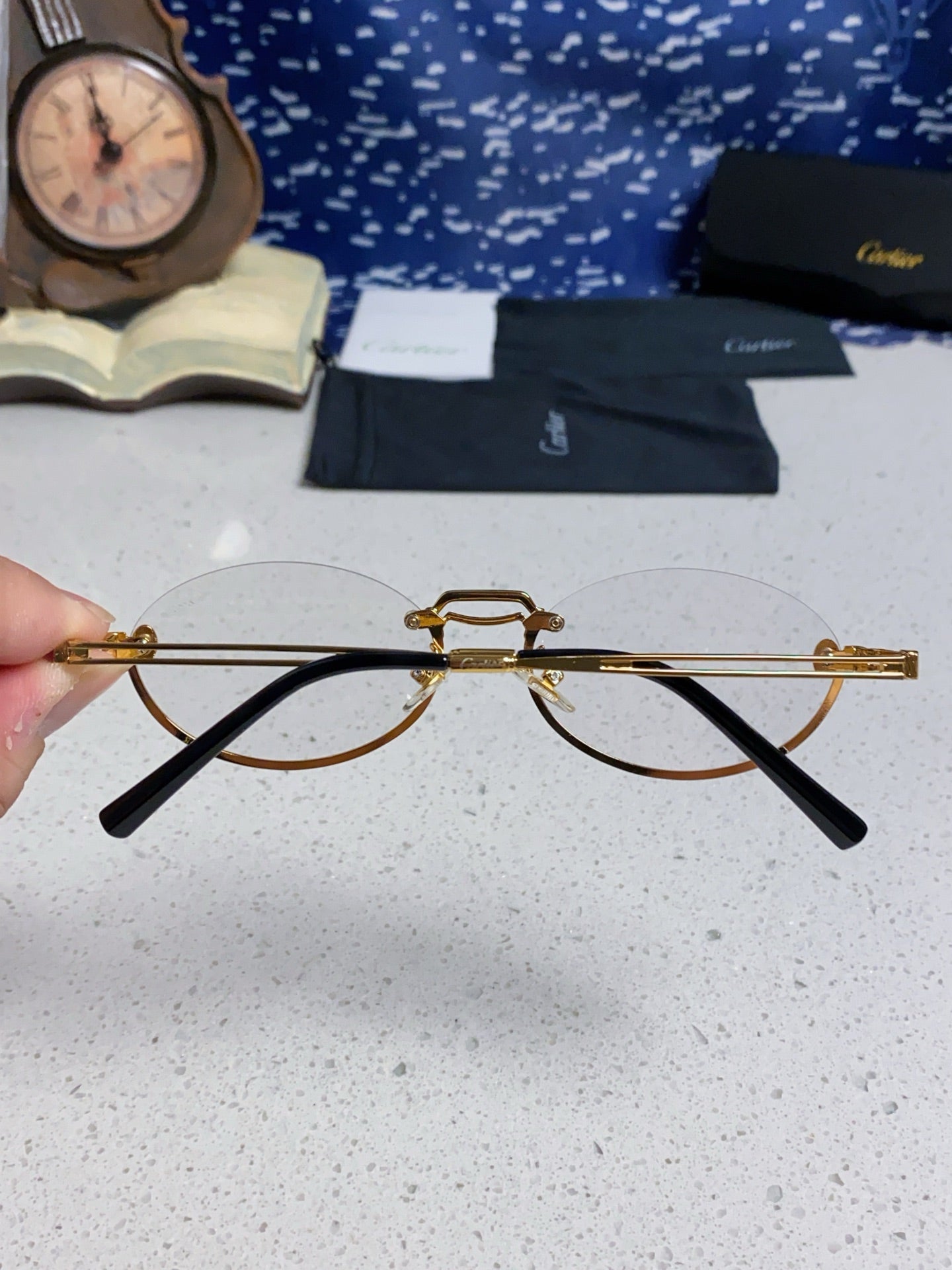 Cartier Lightweight Rimless Silver Lens Sunglasses for Men & Women - 382793 - detail image 5