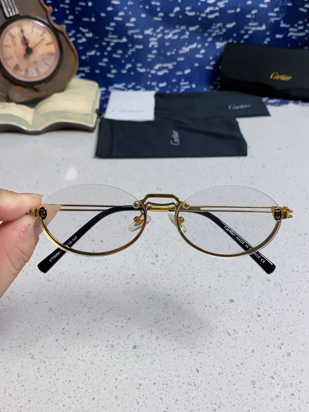 Cartier Lightweight Rimless Silver Lens Sunglasses for Men & Women - 382793 - detail image 4