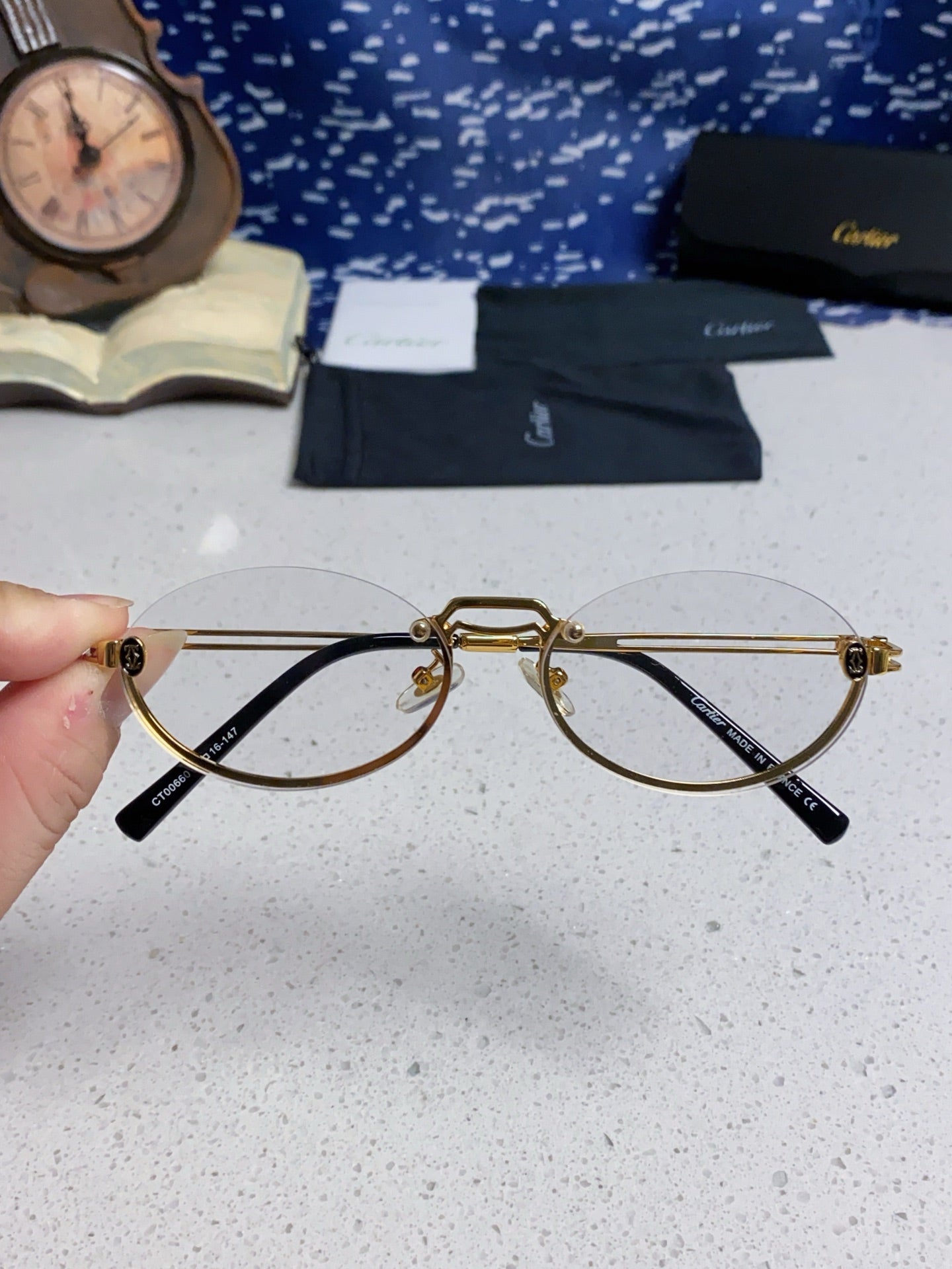 Cartier Lightweight Rimless Silver Lens Sunglasses for Men & Women - 382793 - detail image 4
