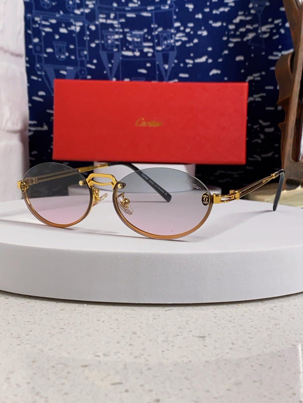 Cartier Lightweight Rimless Silver Lens Sunglasses for Men & Women - 382794