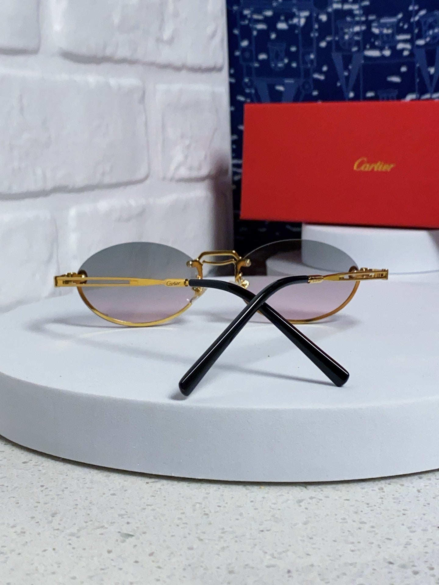Cartier Lightweight Rimless Silver Lens Sunglasses for Men & Women - 382794 - detail image 3