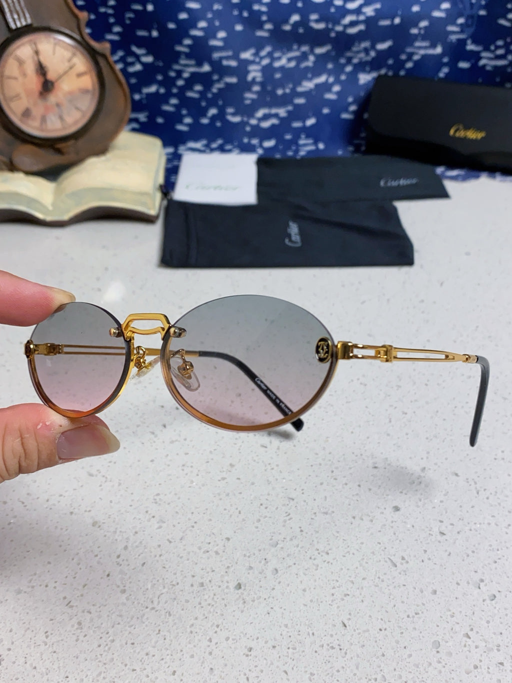 Cartier Lightweight Rimless Silver Lens Sunglasses for Men & Women - 382794 - detail image 6