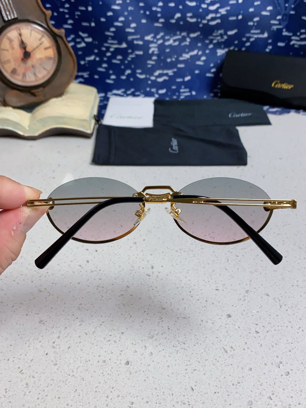 Cartier Lightweight Rimless Silver Lens Sunglasses for Men & Women - 382794 - detail image 5