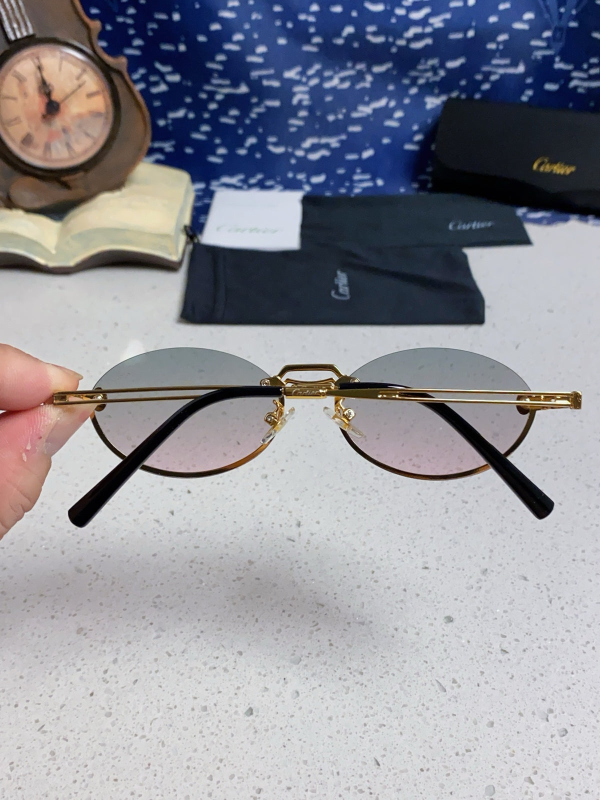 Cartier Lightweight Rimless Silver Lens Sunglasses for Men & Women - 382794 - detail image 5