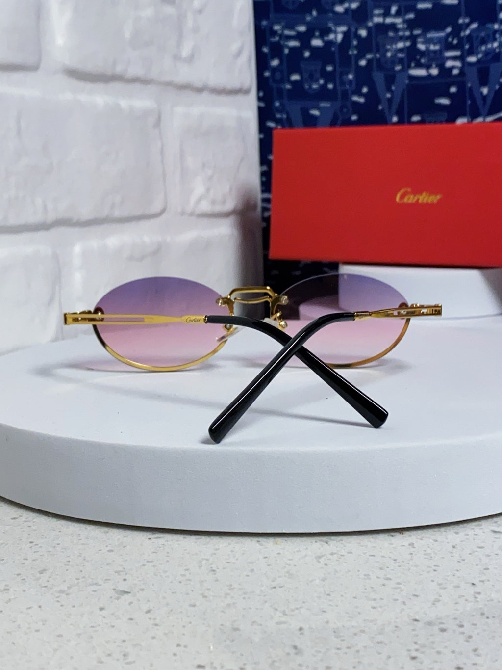 Cartier Lightweight Rimless Silver Lens Sunglasses for Men & Women - 382795 - detail image 3