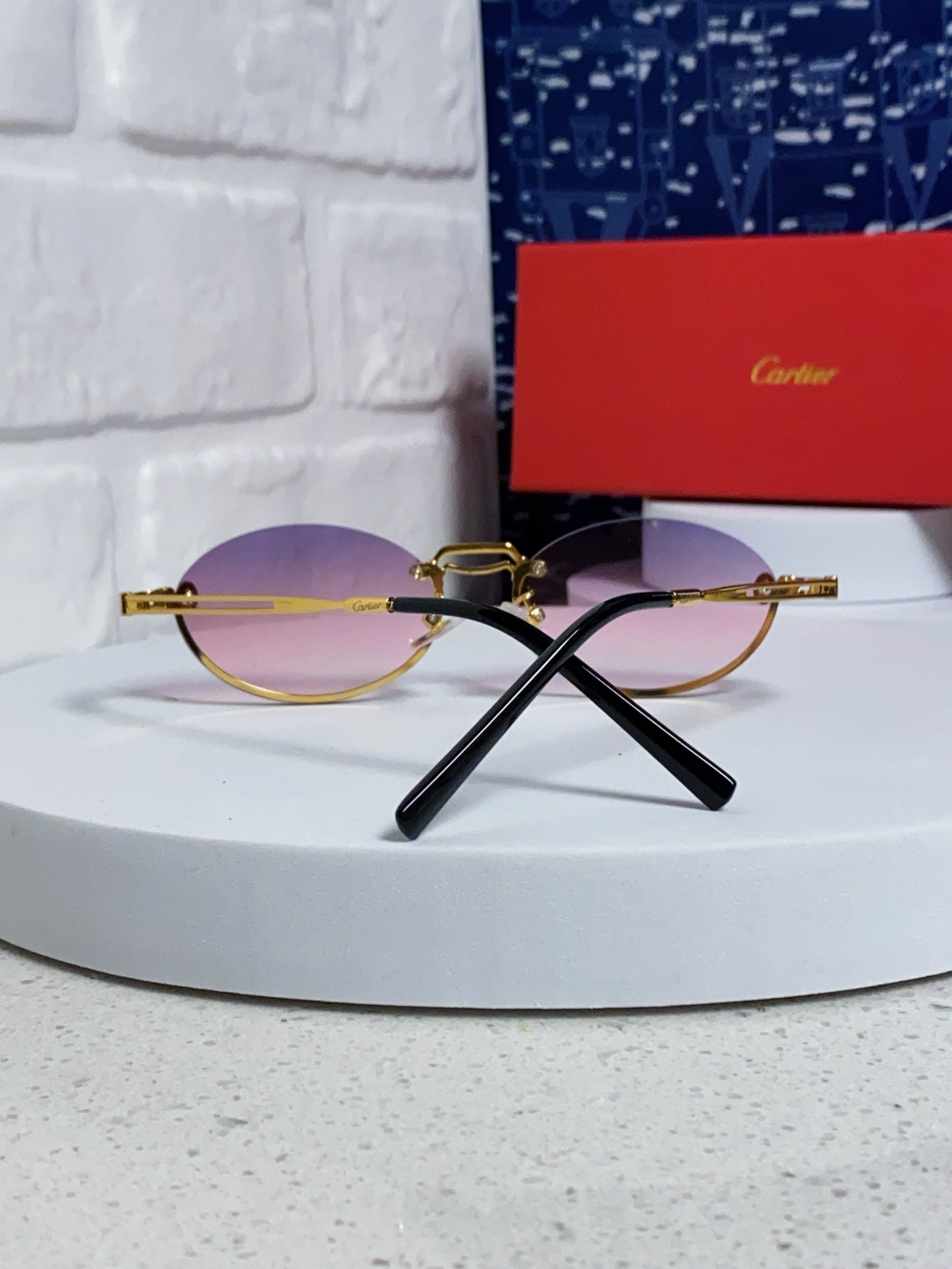Cartier Lightweight Rimless Silver Lens Sunglasses for Men & Women - 382795 - detail image 3