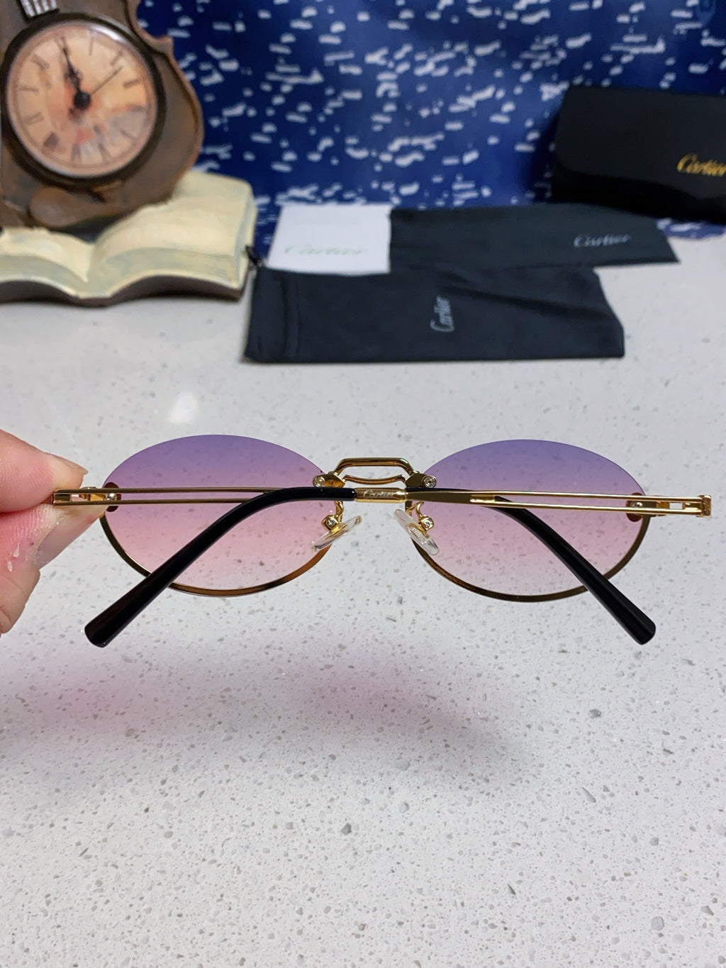 Cartier Lightweight Rimless Silver Lens Sunglasses for Men & Women - 382795 - detail image 5