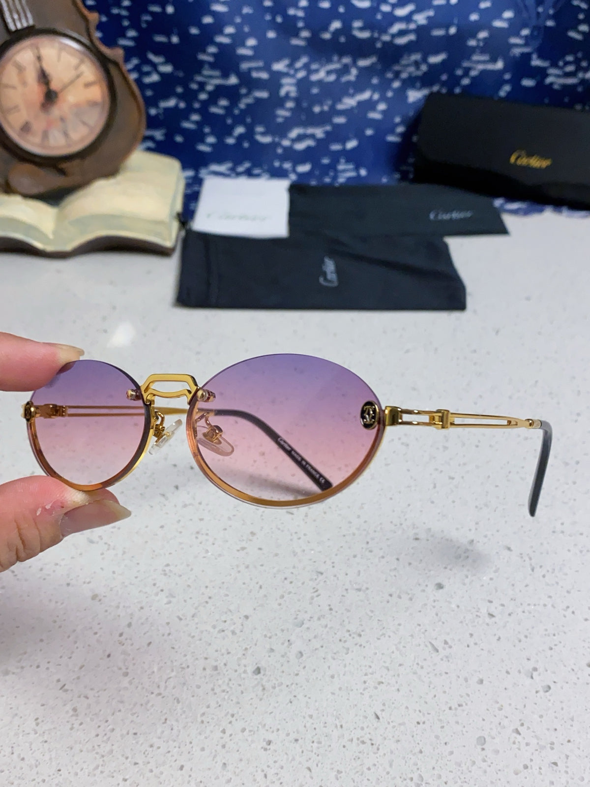 Cartier Lightweight Rimless Silver Lens Sunglasses for Men & Women - 382795 - detail image 6