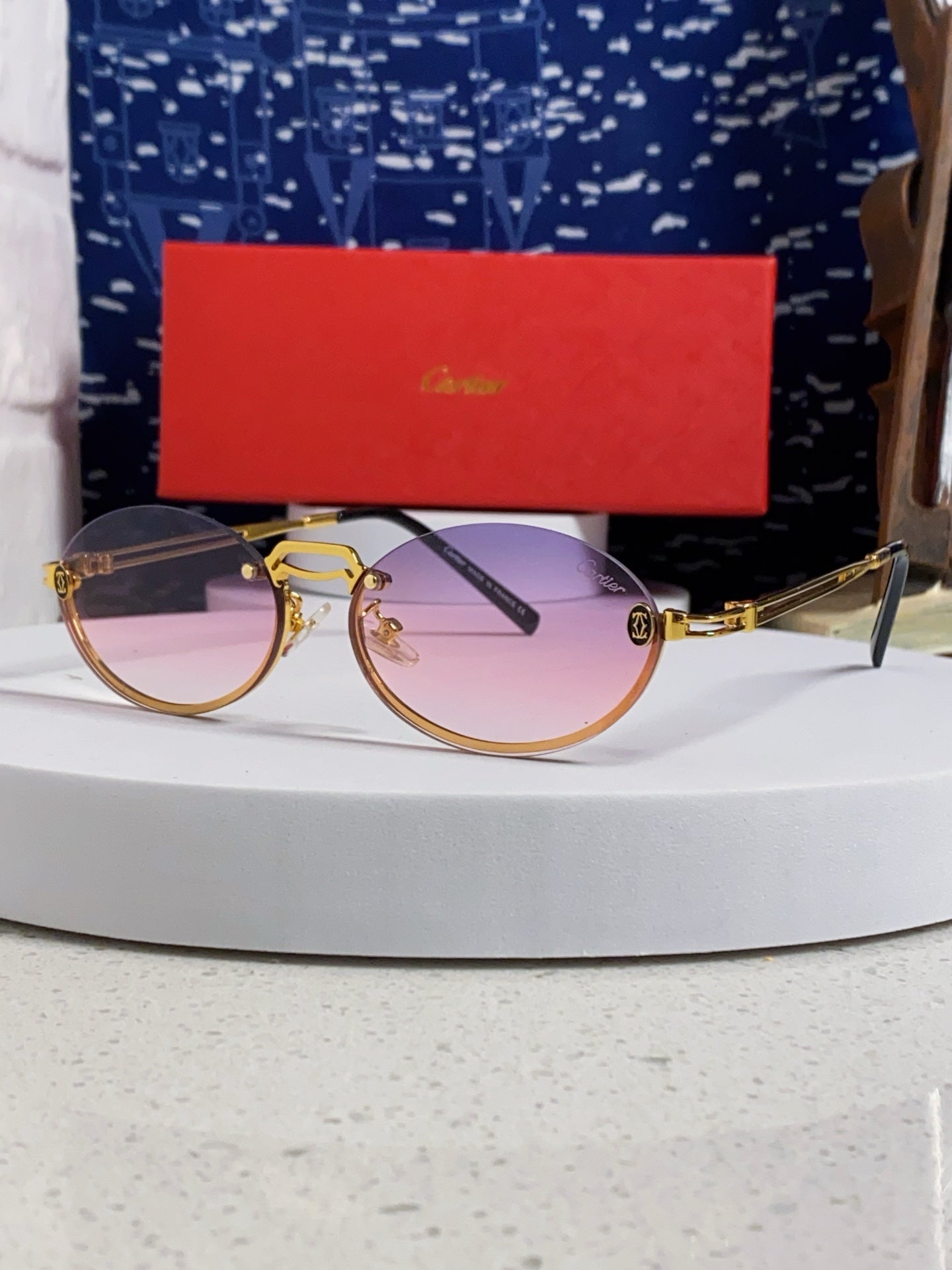 Cartier Lightweight Rimless Silver Lens Sunglasses for Men & Women - 382795