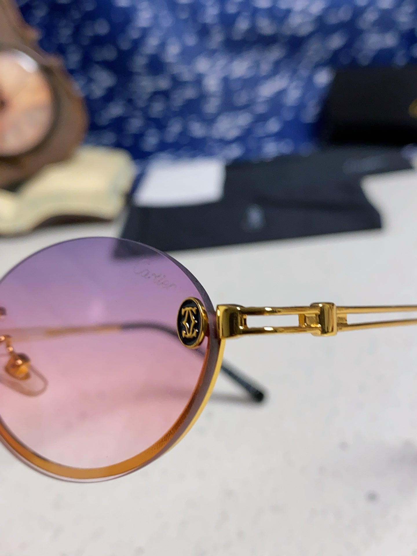 Cartier Lightweight Rimless Silver Lens Sunglasses for Men & Women - 382795 - detail image 7