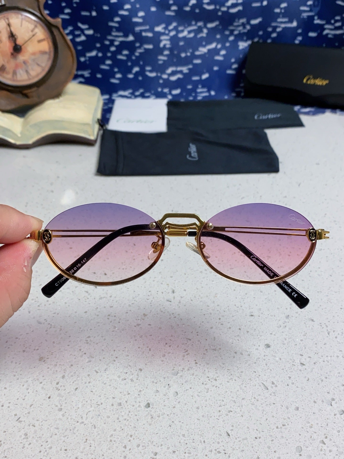 Cartier Lightweight Rimless Silver Lens Sunglasses for Men & Women - 382795 - detail image 4