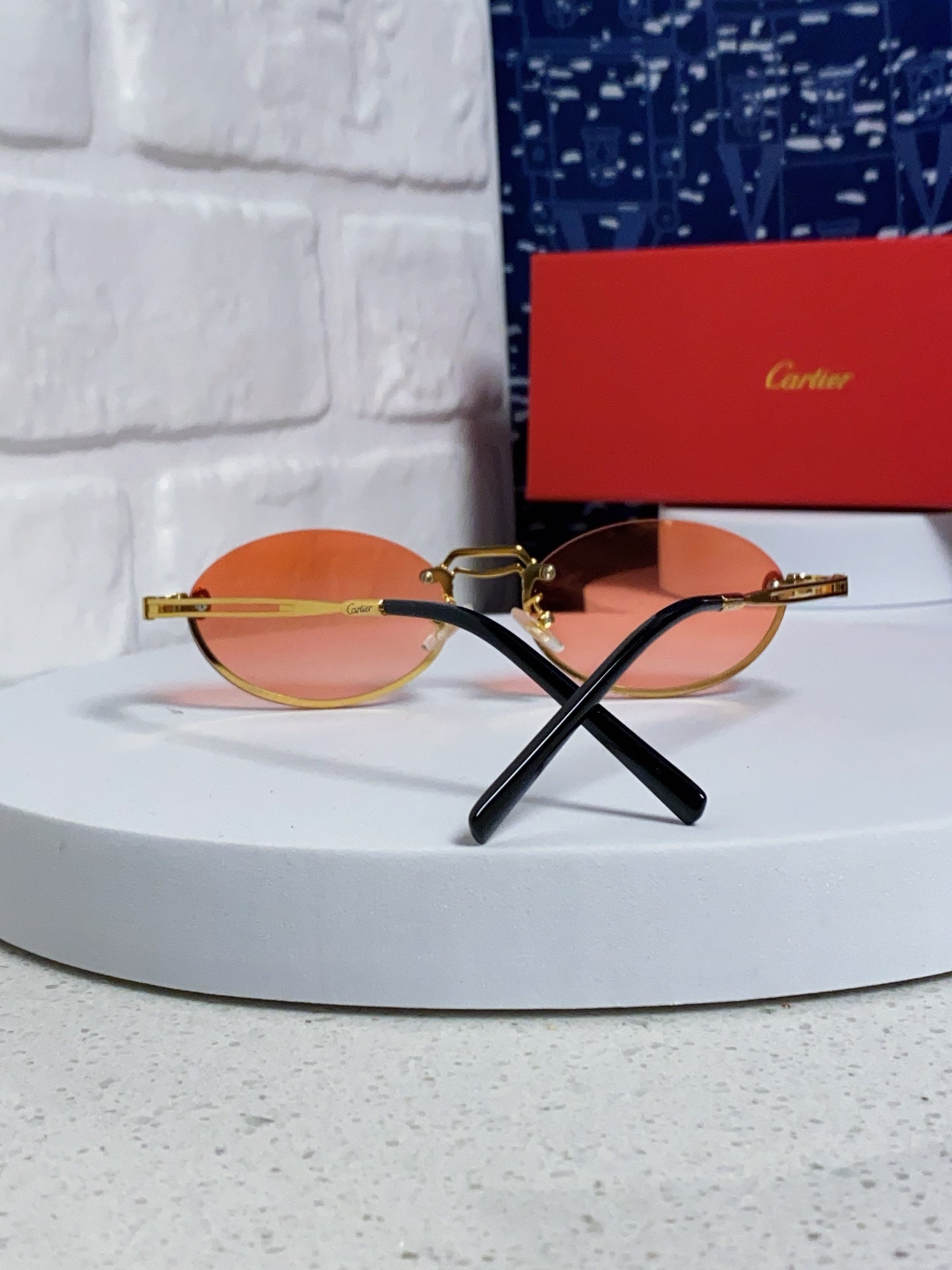 Cartier Lightweight Rimless Pink Lens Sunglasses for Men & Women - 382796 - detail image 2