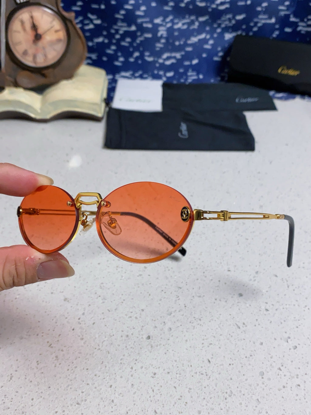 Cartier Lightweight Rimless Pink Lens Sunglasses for Men & Women - 382796 - detail image 5