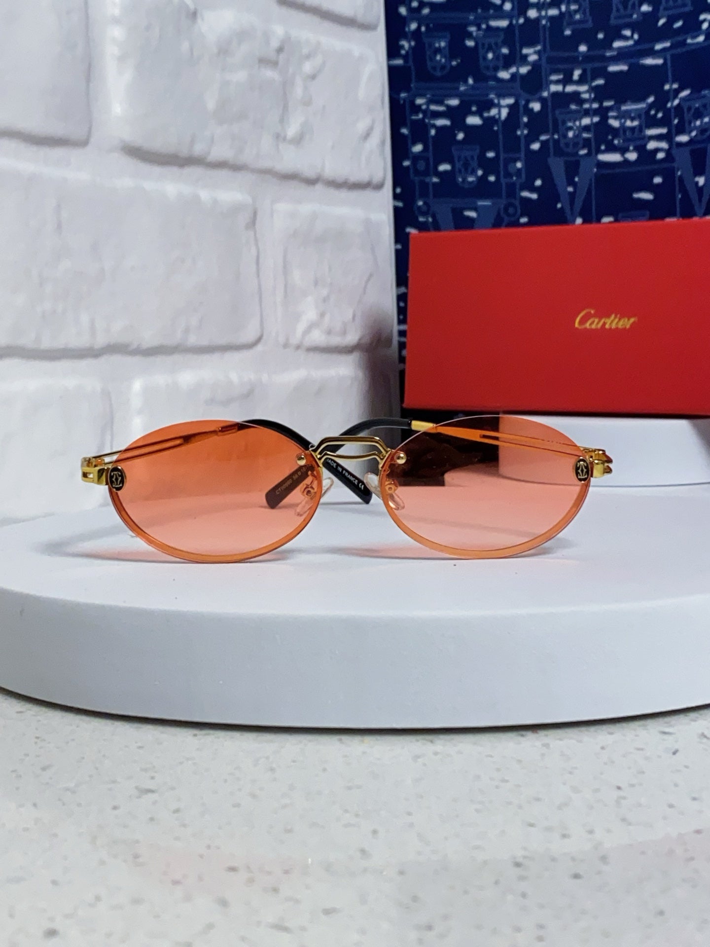 Cartier Lightweight Rimless Pink Lens Sunglasses for Men & Women - 382796