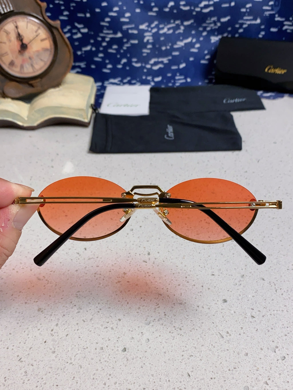 Cartier Lightweight Rimless Pink Lens Sunglasses for Men & Women - 382796 - detail image 4