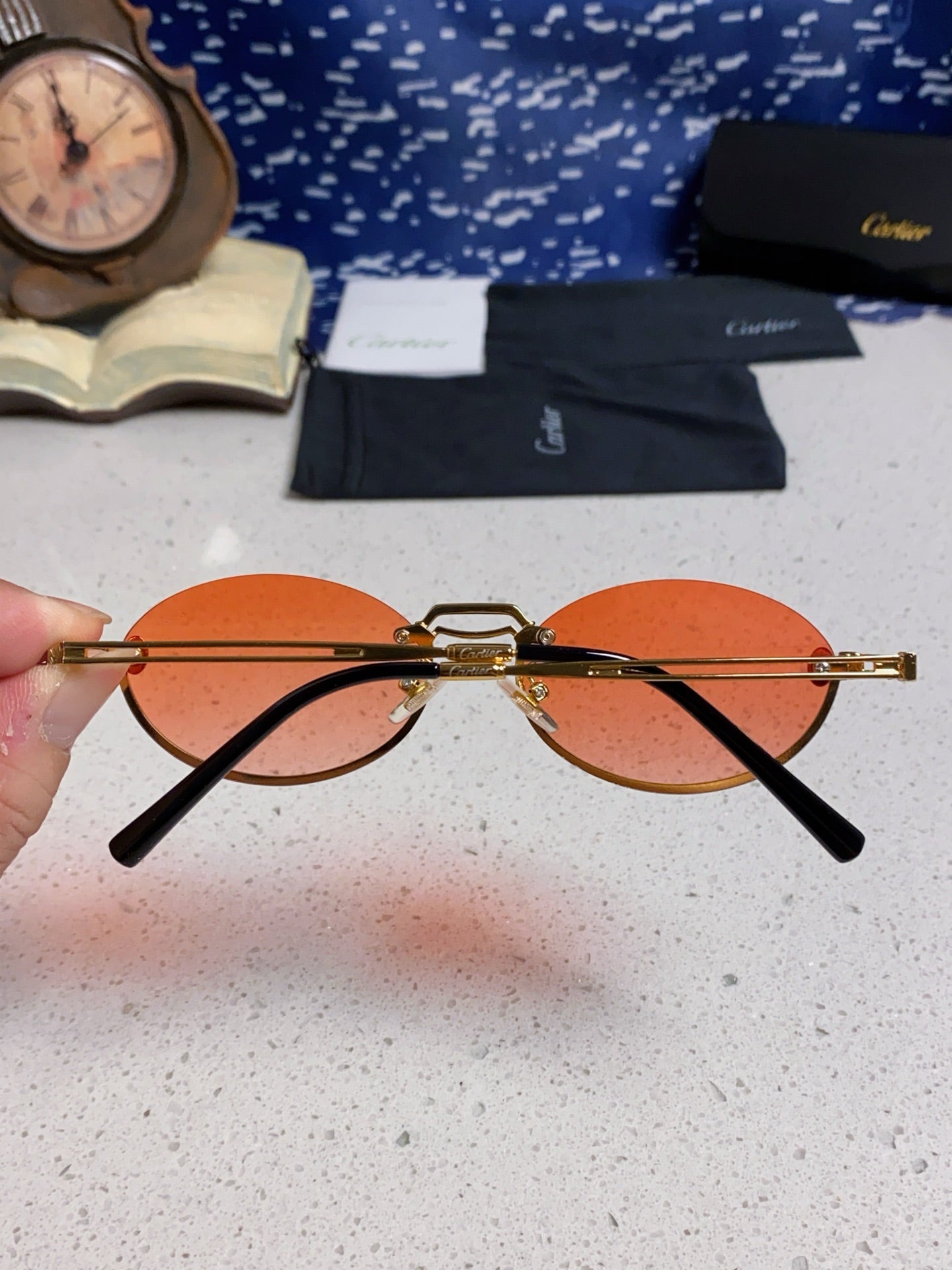 Cartier Lightweight Rimless Pink Lens Sunglasses for Men & Women - 382796 - detail image 4