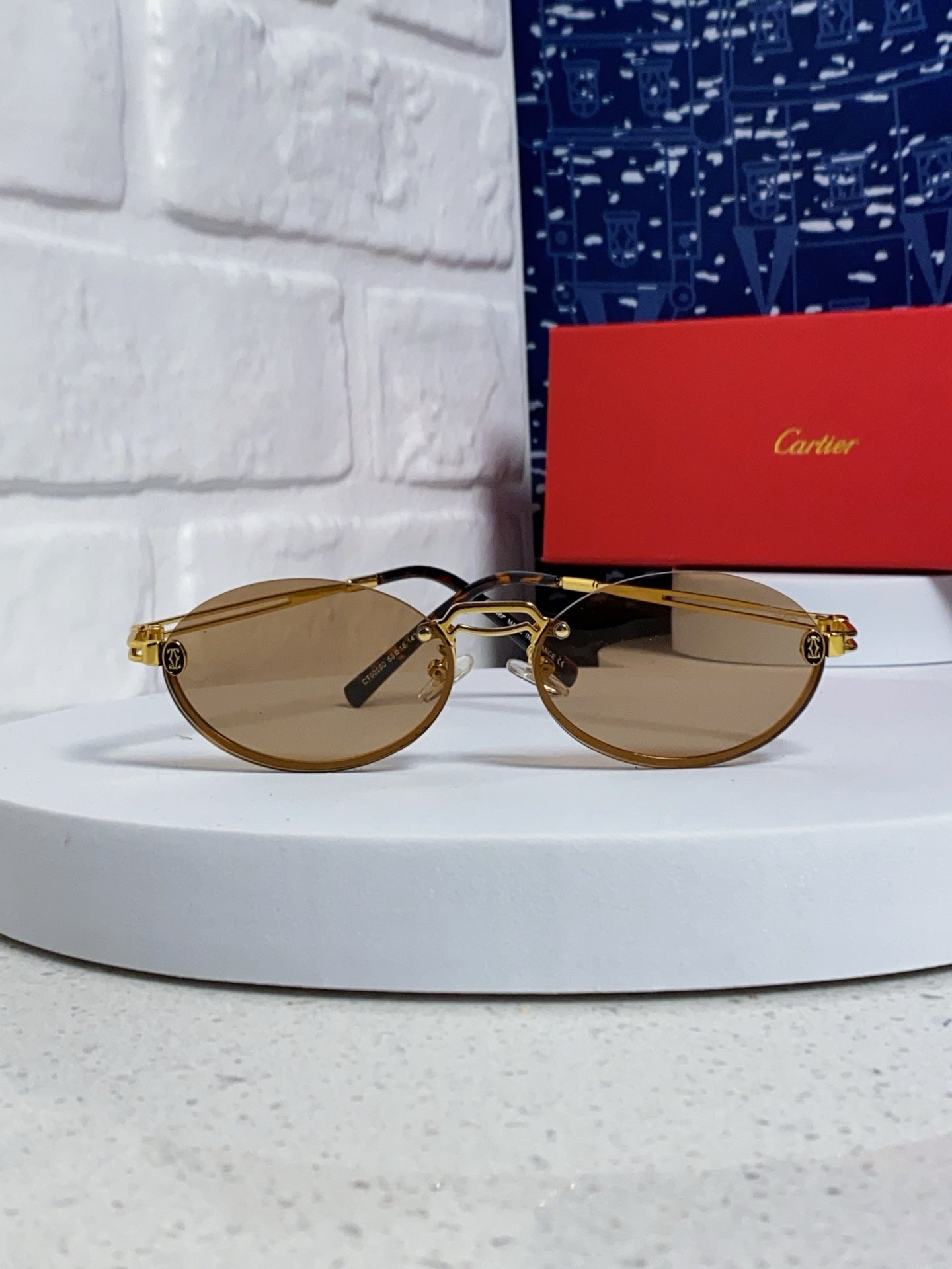 Cartier Lightweight Rimless Brown Lens Sunglasses for Men & Women - 382798 - detail image 2