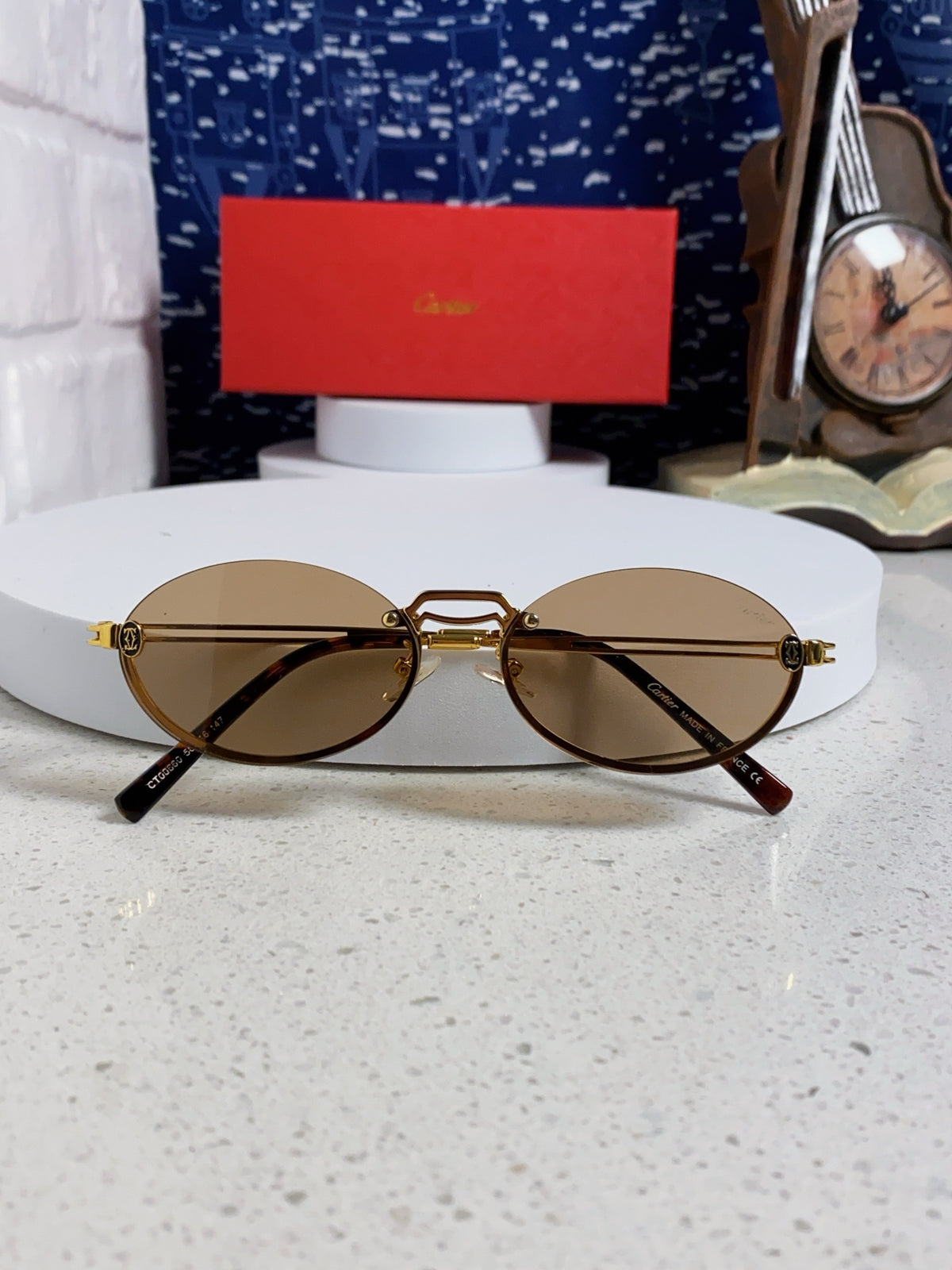 Cartier Lightweight Rimless Brown Lens Sunglasses for Men & Women - 382798 - detail image 10