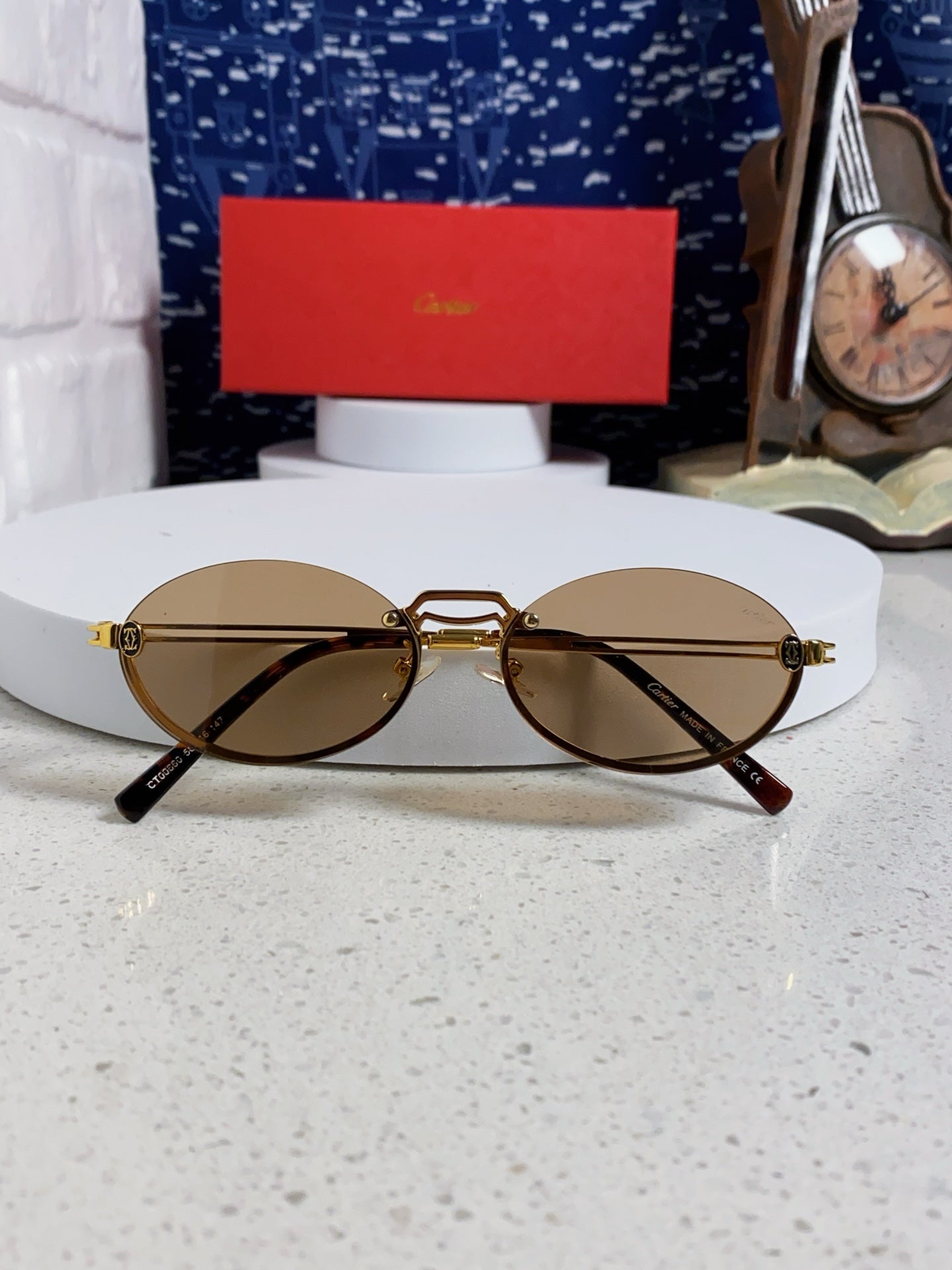 Cartier Lightweight Rimless Brown Lens Sunglasses for Men & Women - 382798 - detail image 10